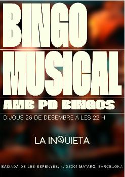 Bingo Musical especial Nadal 10€ amb consumició (copa de vi, cervesa, aigua o refrresc)