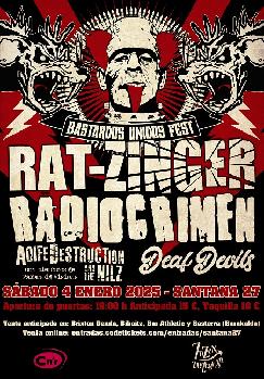 BASTARDOS UNIDOS FEST: RAT-ZINGER + Radiocrimen + Aoife Destruction & the Nilz + Deaf Devils